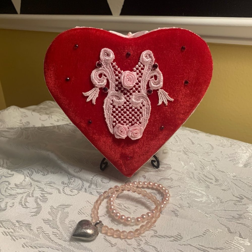 Pink Bracelets & Red Velvet Heart Container